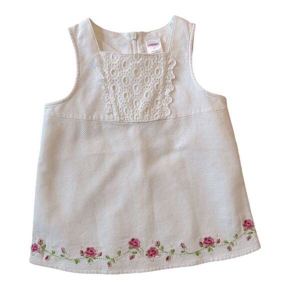 NWT Gymboree Vintage Easter Sleeveless Top White Embroidered Roses Girls Size 4 - Picture 1 of 6